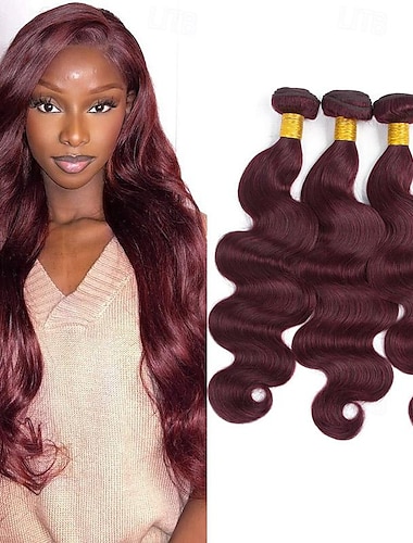  fasci di capelli umani bordeaux ombre colorati brasiliani 99j onda del corpo fasci di tessuto dei capelli umani estensioni dei capelli umani di remy 3 pezzi