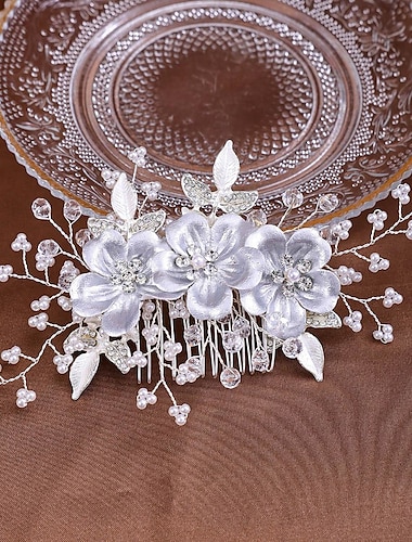  Hårkammar Huvudbonad Oäkta pärla Bergkristall Bröllop cocktail Elegant Lyx Med Strass Pärlimitation Hårbonad Huvudbonader