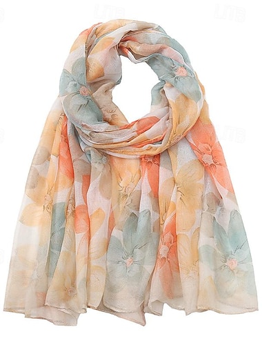  Mujer Bufanda Rectangular Calle Diario Cita Morado Rasa Bufanda Floral