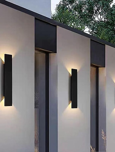  مصباح جداري LED خارجي بسيط خارجي IP54 مقاوم للماء من الألومنيوم مصابيح حائط آرت ديكو خارجية/داخلية لحدائق الفيلا والشرفات والجدران الخارجية