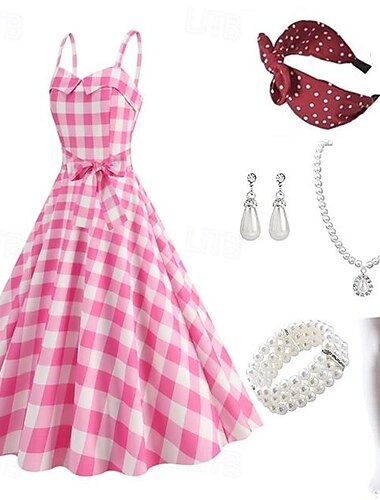  1950s Inspirado en la vendimia Ropa de Fiesta Baile de Máscaras Vestido de una línea Sin Mangas A lunares Sin Cuello Mujer Víspera de Todos los Santos Carnaval día de San Valentín Casual Diario
