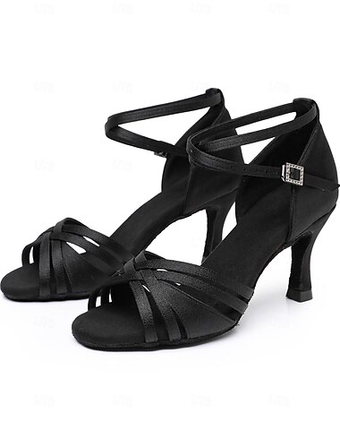  Damen-Latein-Tanzschuhe aus bronzefarbenem Satin – Riemchen-Ballsaal-Sandalen mit Wildledersohle und verstellbarem Fesselriemen für Salsa und Auftritte