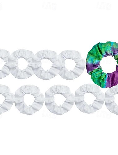  10-teiliges Set mit weißen Stirnbändern zum Batikfärben von Party-Zubehör, weißes Haargummi aus Baumwolle, Pferdeschwanz-Stabilisator für Damen-Stirnbänder
