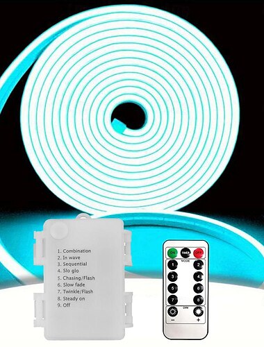  5 V wasserdichter LED-Neonlichtstreifen mit 13-Tasten-Fernbedienungstimer, 1,0–3,0 m wasserdichte Poolstreifenbox, Stromversorgung geeignet für Outdoor-Aktivitäten, Partys, Camping,