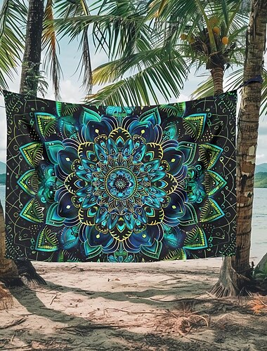  Mandala Boho blau grün Wandteppich Wanddekoration großer Wandteppich Wanddeko Fotografie Kulisse Decke Vorhang Home Schlafzimmer Wohnzimmer Dekoration