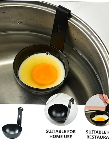 صياد البيض مع صانع البيض المسلوق المصنوع من الفولاذ المقاوم للصدأ غير لاصق، أكواب البيض المسلوق المثالية، أكواب صيد البيض لطهي بيض الإفطار