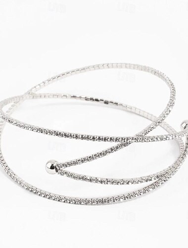  Damen Manschetten-Armbänder Klassisch Kostbar Modisch Personalisiert Luxus Strass Armband Schmuck Silber / Gold Für Hochzeit Geschenk Verlobung