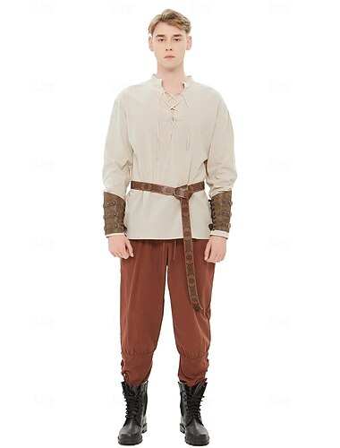  Retro / vintage Medeltida kostymer Renässans Vapen och Rustning Kläder Piratbyxor Viking Ranger Alven Maskeradkläder Herr Viking fantasi Halloween Karnival Maskerad Fest Renässansmässan LARP Vuxen