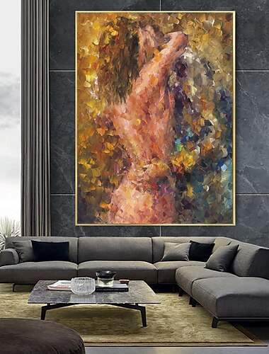 handgemaakt olieverfschilderij canvas kunst aan de muur decoratie figuur abstract mes trek knuffel naakt paar voor huisdecoratie gerold frameloos ongerekt schilderij