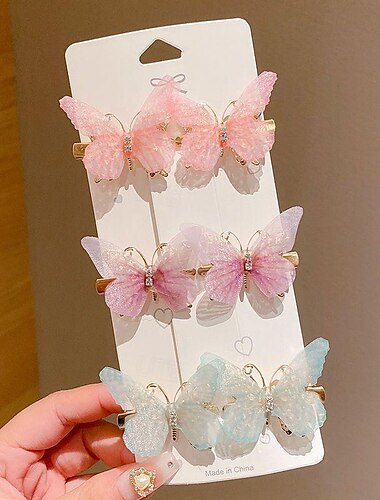  6 Stück kinderkleidung Mädchen Haarzubehör Süß Party Täglich Feste Farbe 6 # rosa 4# Schmetterlingsliebe