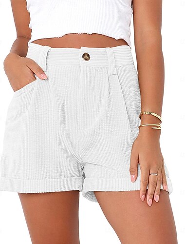  Dame Shorts Fritid hverdag Kort عادي Sidelommer Pusteevne Bekvem Mikroelastisk Helg Hvit Navyblå Blå Kakifarget Sommer Normal
