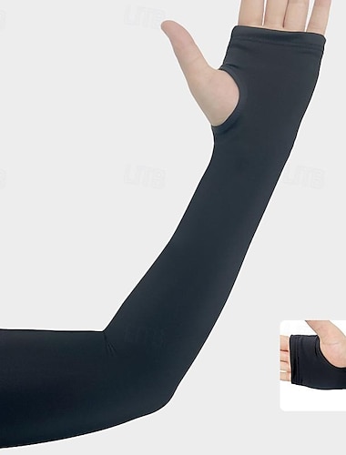  1 пара Велосипедные рукава Митенки Armwarmers Защитные рукава для защиты от ультрафиолетовых лучей Сплошной цвет Воздухопроницаемость Стреч Велоспорт Черный Белый Лиловый Ледяной шелк для Жен.