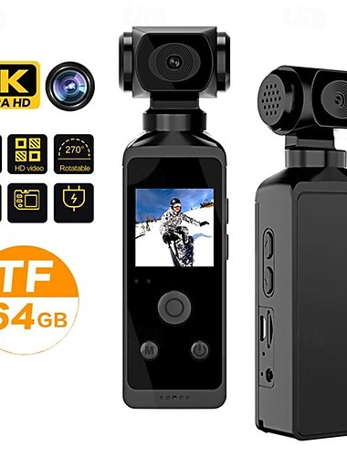  ultra hd lomme action kamera 270 roterbar vlog wifi mini sports cam vanntett etui hjelm reise sykkel driver opptaker