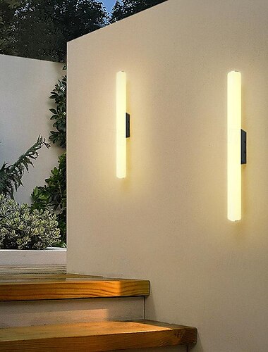  長い壁ランプ モダン LED ライト 25/40/55/80cm 温白色 IP65 防水アクリル 燭台ランタン リビングルーム、バスルーム、ガレージ、パティオ用