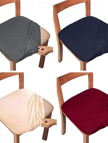  4 pièces/6 pièces housse de chaise brossée à haute élasticité de couleur unie housse de siège de chaise simple, douce et confortable, housse de chaise anti-poussière et résistante à la saleté adaptée