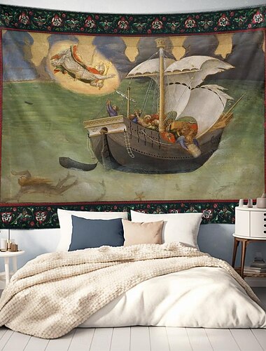  Keskiaikainen Gobeliini Keskiajan Gobeliini Gootti Taide Suuri Gobeliini Mural Decor Valokuva Tausta Peitto Verho Koti Makuuhuone Olohuone Koristelu