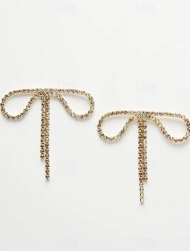  Mujer Pendientes cortos Geométrico Precioso Lazo Elegante Dulce Diamante Sintético Aretes Joyas Plata / Dorado Para Boda Fiesta Diario 1 Par