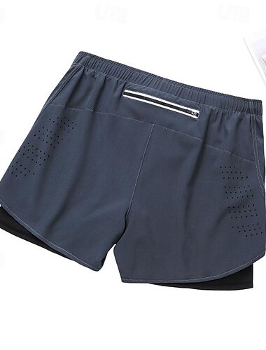  Herren kurze Sporthose Laufshorts kurze hosen Trainingsshorts Sweatshirts Tasche 2 in 1 Elastischer Bund Kurze Hose Outdoor Sport & Natur Sportlich Schnelltrocknend Leichtgewichtig Weich Marathon
