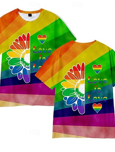  LGBT LGBTQ Regenbogenfahne T-Shirt-Ärmel Regenbogen Grafik Für Herren Erwachsene Karneval Maskerade 3D-Druck Pride Parade Pride-Monat