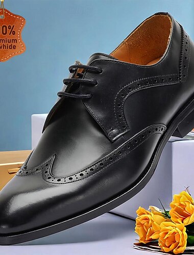  Miesten Oxford-kengät Muodolliset kengät Juhlakengät Nahka Italialainen täysjyväinen lehmännahka Mukava Liukumaton Loaferit Musta