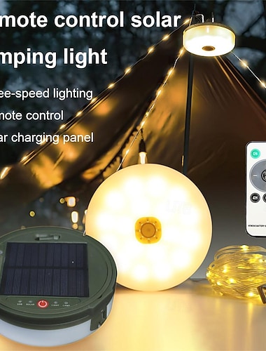  luci della stringa riponibili luci della stringa di campeggio solare luce della tenda esterna ricaricabile usb 33ft / 10m 100 led per l'escursionismo in campeggio