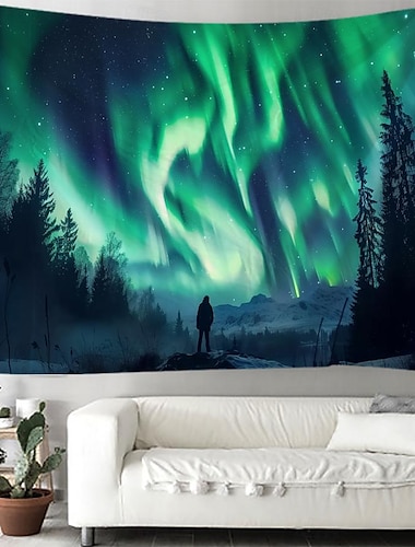  aurora noorderlicht hangend tapijt kunst aan de muur groot tapijt muurschildering decor foto achtergrond deken gordijn thuis slaapkamer woonkamer decoratie