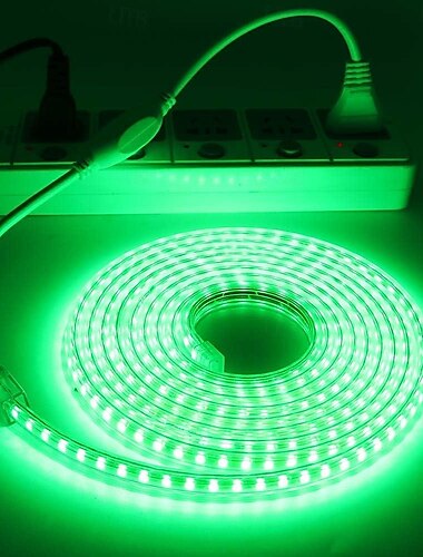  LED-Lichtstreifen für den Außenbereich, AC 220 V, wasserdicht, IP67, Lichtstreifen, EU-Stecker, flexibles Lichtband, 5050, 60 LEDs/m, hohe Helligkeit, geeignet für gewerbliche Beleuchtungsdekoration