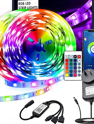  LED-Lichtstreifen-Set, 5–20 m, intelligente Bluetooth-App-Steuerung, RGB-Musik, synchronisierter Farbwechsel mit zeitgesteuerter DIY-Schlafzimmerdekoration für Feiertagspartys, Schlafzimmer, Kinderzimmerdekoration
