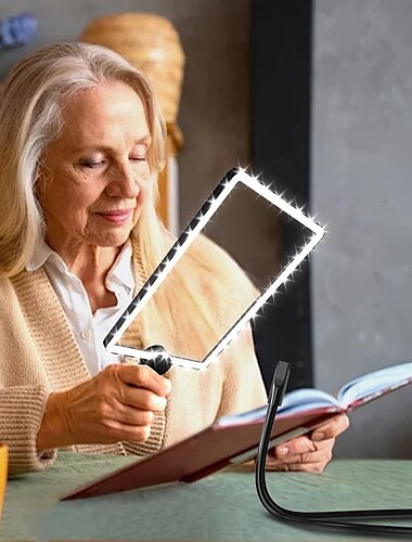  Lupa iluminada manos libres de 1 pieza, lente grande que se puede usar en el cuello para trabajar de cerca, lupa iluminada por LED para leer, coser, punto de cruz, con diseño magnético tipo c