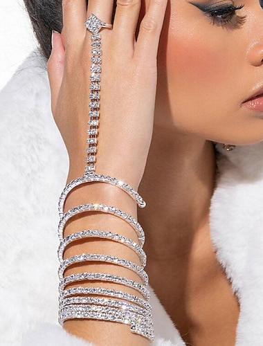  Bracelets Bagues Femme Classique Précieux Mode Luxe Bracelet Bijoux Argent Dorée Circulaire pour Cadeau Fiançailles Soirée