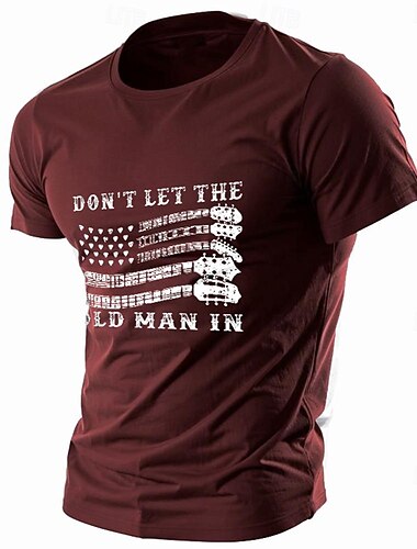  Herren Amerikanische US-Flagge Musikinstrument T Shirt T-Shirt Baumwolle Kurzarm Grafik Hemd Schwarz Wein Armeegrün Bequemes T-Shirt Party Straße Modedesigner-Kleidung