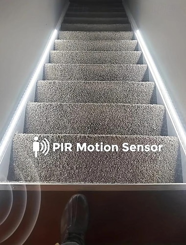  Tira de luces led con sensor de movimiento pir inalámbrico usb, 5m, 300 leds, 5v, cinta led cob de alto brillo, lámpara inteligente con sensor nocturno para armario de cocina