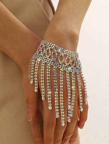  Mujer Pulseras charm Tenis pulseras Borlas Precioso Moda Lujo Borla Brillante Pulsera pulsera Plata / Dorado Para Boda Regalo Pedida