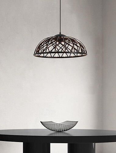  suspension led blanc chaud 45cm 1 lumière vintage en forme de bol lanterne antique lampe suspendue en osier acrylique métal jardin salle à manger bureau chambre 110-240v