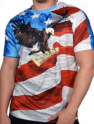  T-Shirt-Ärmel Anime USA Flagge Klassisch Streetstyle Für Herren Unisex Erwachsene Tag der Unabhängigkeit 4. Juli 3D-Druck Freizeitskleidung Festival