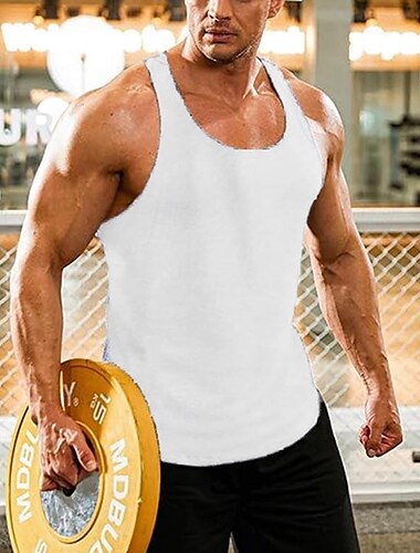  Herre Tanktop Vest Top Underskorte Ærmeløs skjorte Uden ærmer Rund hals Forår sommer Vanlig Mode Designer Basale Ferierejse Gade I-byen-tøj Sort Hvid Blå Top T-shirt til mænd