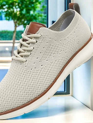  lätta, andningsbara stickade sneakers för män - bekväma promenadskor med fotvalv