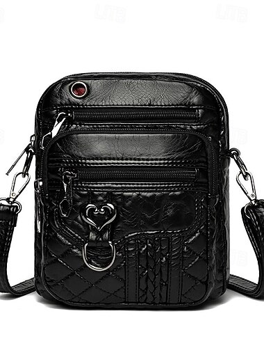  borsa a tracolla trapuntata marrone alla moda per donna – elegante borsa a tracolla in similpelle con tirazip a forma di cuore e tasche multiple
