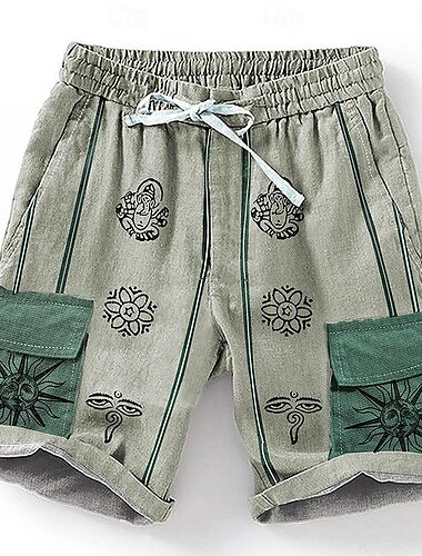  Herren Sonne 3D-Druck Shorts Sommershorts Freizeitshorts Mittlere Taille Designer Ethno-Stil Retro Vintage Lässig Täglich Ferien Tasche Kordelzug Elastischer Bund Designer Bekleidung