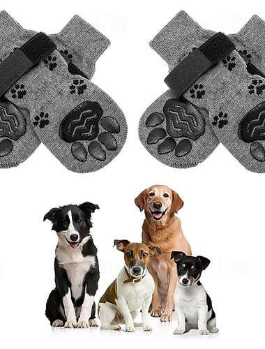  Hunde Katzen Pelzige Kleintiere Socken Rutschfest Casual Weihnachten Tier Punkte Einfarbig Für Haustiere Wasserdichter Stoff Stroh Mehrfarbig