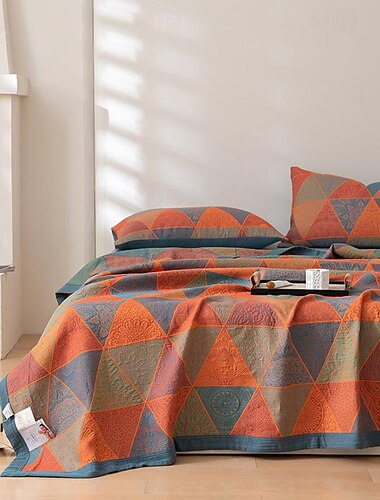  Manta de aire acondicionado de verano, 100% algodón, gasa de 3 capas, manta multifuncional para aire acondicionado, funda de cama