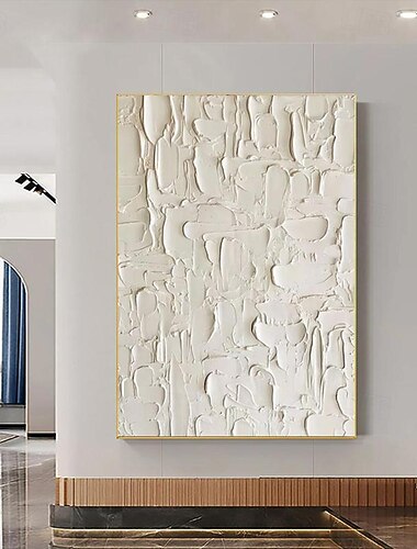  τρισδιάστατη κορνίζα ζωγραφισμένη στο χέρι ανάγλυφη τέχνη τοίχου λευκή μινιμαλιστική ζωγραφική σε καμβά wabisabi μοντέρνα διακόσμηση σπιτιού μοντέρνα ζωγραφική τοίχου σαλονιού έτοιμη για κρέμασμα