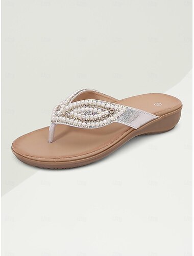  Elegante Flip-Flop-Sandalen mit Strass- und Perlenverzierung für Damen – stylische und bequeme Schuhe für Sommer, Strand und Freizeitanlässe