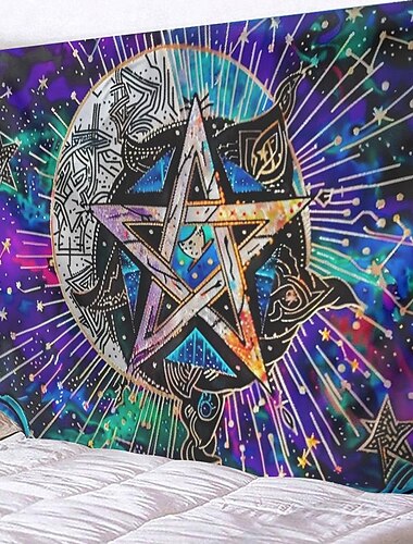  Pentagramm Wicca Wicca Pagan Psychedelic Hängeteppich Wandkunst großer Wandteppich Wanddeko Fotografie Kulisse Decke Vorhang Haus Schlafzimmer Wohnzimmer Dekoration