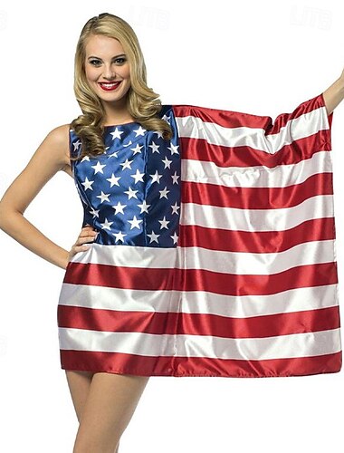  Amerikaanse Vlag Carnavalskostuum 4 juli-kostuum Volwassenen Dames Grappig Prestatie Feest Carnaval Onafhankelijkheidsdag 4 juli Makkelijk carnavalskostuum