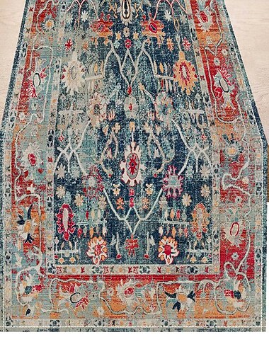  Tischläufer im Bohème-Stil, Leinen, geometrischer Vintage-Blumendruck, Couchtisch zu Hause, Tischdekoration zum Abendessen, Tischdecke
