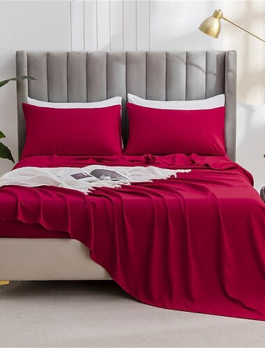 3-Piece Bedsheet Pillowcases Set Solid Color Single Sheet with Pillowcases for Student Dormitory Home Bedroom Simple Thickened Brushed Washable Cotton
