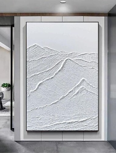  weißes 3D abstraktes Gemälde handgemachtes 3D strukturiertes weißes Gemälde Wandkunst weißes modernes Leinwandbild für Wohnzimmerdekor trendiges Wohndekor Hotelkunststück