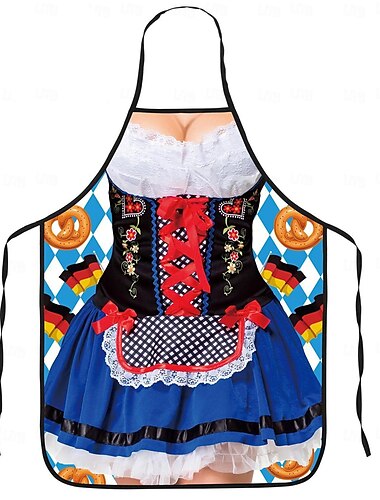  Karnival Oktoberfest öl Kostym Förkläde Dirndl Trachtenkleader Oktoberfest / öl Bayersk Bavarian Traditionell stil Ängar Dam Traditionell stil tyg Förkläde