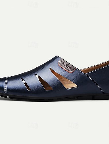  Braune Cut-Out-Loafer aus Leder für Herren – atmungsaktive Slip-On-Freizeitschuhe für den Sommer